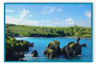 View of Black Sand Beach, Hana, Maui Hawaii