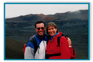 Hikers at Haleakala National Park, Maui Hawaii