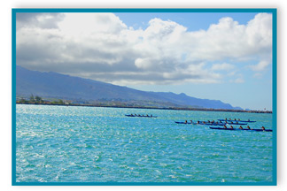 Canoe Paddling in Kahului Harbor, Maui Hawaii